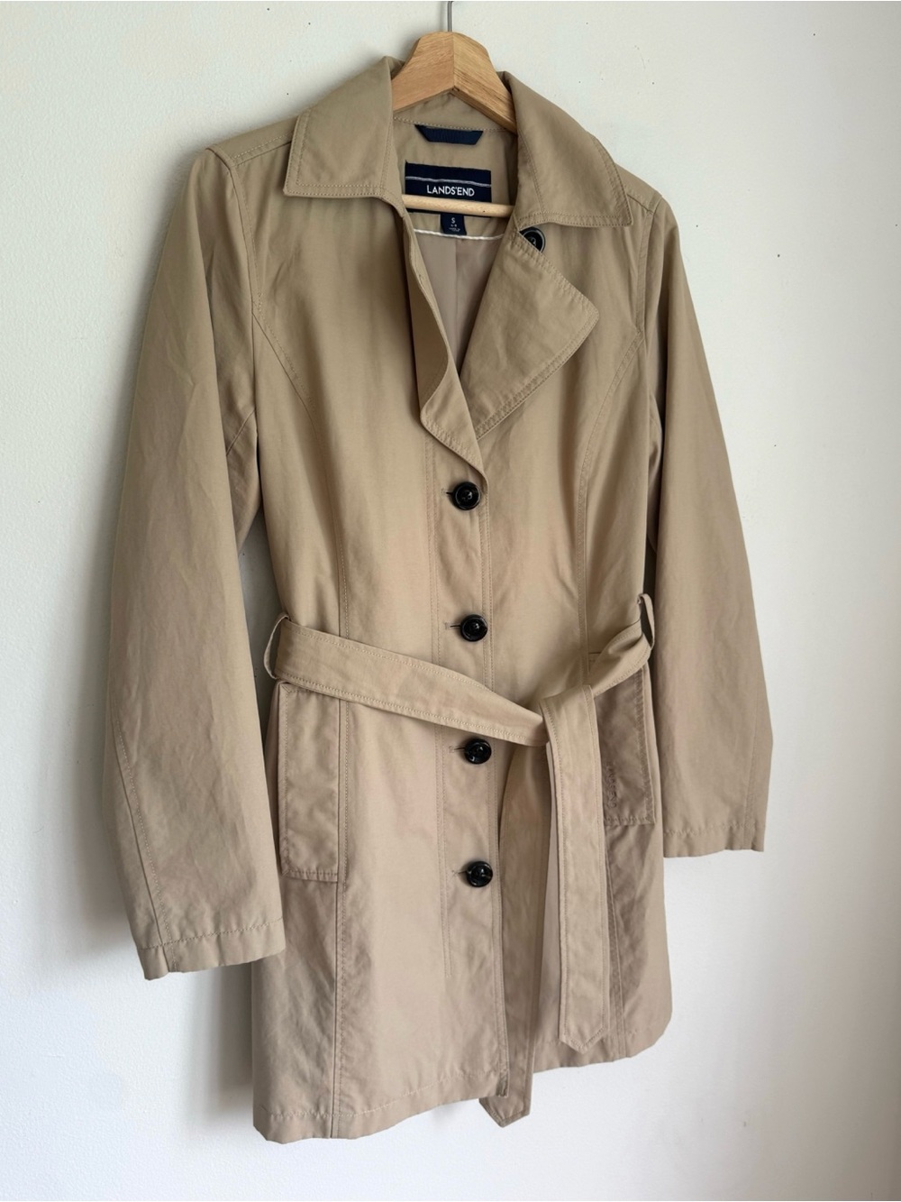 Lands’ End Heritage Lapel Trench Coat in Khaki Tan - Picture 3 of 6
